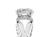 White gold Asscher Halo Twisted Band Four-Prong Ring_37