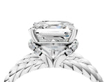 White gold Asscher Halo Twisted Band Four-Prong Ring_37