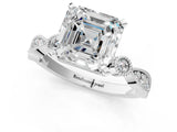 White gold Asscher Milgrain Bezel Diamond Engagement Ring with Solitaire Prong Setting_35