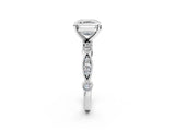 White gold Asscher Milgrain Bezel Diamond Engagement Ring with Solitaire Prong Setting_37