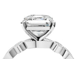 White gold Asscher Milgrain Bezel Diamond Engagement Ring with Solitaire Prong Setting_39