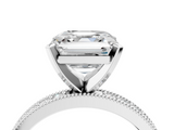 White gold Asscher Milgrain Pave Diamond Engagement Ring with Four-Prong Setting_10