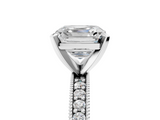 White gold Asscher Milgrain Pave Diamond Engagement Ring with Four-Prong Setting_11