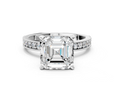 White gold Asscher Milgrain Pave Diamond Engagement Ring with Four-Prong Setting_6