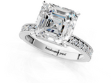 White gold Asscher Milgrain Pave Diamond Engagement Ring with Four-Prong Setting_7