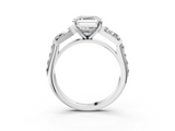 White gold Asscher Solitaire Baguette Side Stone Channel Set Engagement Ring_10