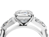 White gold Asscher Solitaire Baguette Side Stone Channel Set Engagement Ring_11