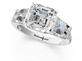 White gold Asscher Solitaire Baguette Side Stone Channel Set Engagement Ring_8