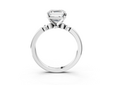 White gold Asscher Solitaire Beaded Band with Four-Prong Setting_10