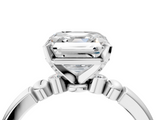 White gold Asscher Solitaire Beaded Band with Four-Prong Setting_11