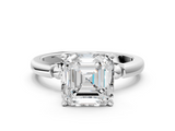 White gold Asscher Solitaire Beaded Band with Four-Prong Setting_7