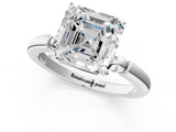 White gold Asscher Solitaire Beaded Band with Four-Prong Setting_8