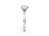 White gold Asscher Solitaire Beaded Band with Four-Prong Setting_9