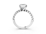 White gold Asscher Solitaire Bezel Accent Diamond Engagement Ring with Beaded Band and Four-Prong Setting_10