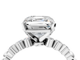 White gold Asscher Solitaire Bezel Accent Diamond Engagement Ring with Beaded Band and Four-Prong Setting_11