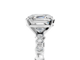 White gold Asscher Solitaire Bezel Accent Diamond Engagement Ring with Beaded Band and Four-Prong Setting_12