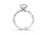 White gold Asscher Solitaire Bezel-Set Diamond Ring with Beaded Band and Four-Prong Setting_54
