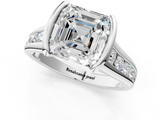 White gold Asscher Solitaire Bezel-Set Diamond Ring with Channel-Set Band_24