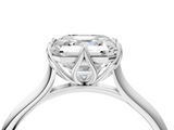 White gold Asscher Solitaire Cathedral Diamond Ring with Six-Prong Setting_28