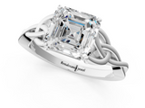 White gold Asscher Solitaire Celtic Knot Engagement Ring with Four-Prong Setting_29