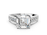 White gold Asscher Solitaire Channel-Set Diamond Engagement Ring with Four-Prong Setting_27