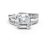 White gold Asscher Solitaire Channel-Set Split Shank Ring with Tension Prong Setting_15