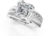 White gold Asscher Solitaire Channel-Set Split Shank Ring with Tension Prong Setting_16