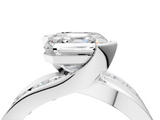 White gold Asscher Solitaire Channel-Set Split Shank Ring with Tension Prong Setting_22