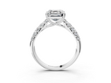 White gold Asscher Solitaire Chevron Pave Diamond Engagement Ring with Six-Prong Setting_6