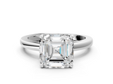 White gold Asscher Solitaire Diamond Engagement Ring with Four-Prong Setting on a Classic Band_21