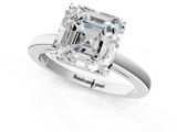 White gold Asscher Solitaire Diamond Engagement Ring with Four-Prong Setting on a Classic Band_22