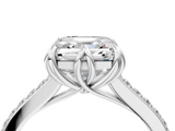 White gold Asscher Solitaire Diamond Engagement Ring with Pave Band and Six-Prong Setting_10