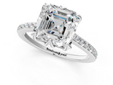 White gold Asscher Solitaire Diamond Engagement Ring with Pave Band and Six-Prong Setting_7