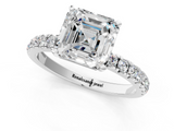 White gold Asscher Solitaire Diamond Pavé Band with Four-Prong Setting_12