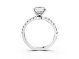 White gold Asscher Solitaire Diamond Pavé Band with Four-Prong Setting_14