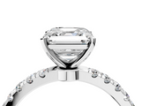 White gold Asscher Solitaire Diamond Pavé Band with Four-Prong Setting_15