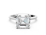 White gold Asscher Solitaire Diamond Ring with 4-Prong Setting on a Classic Band_3