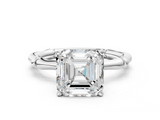 White gold Asscher Solitaire Diamond Ring with Bamboo Band and Four-Prong Setting_24