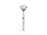 White gold Asscher Solitaire Diamond Ring with Bamboo Band and Four-Prong Setting_26
