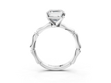 White gold Asscher Solitaire Diamond Ring with Bamboo Band and Four-Prong Setting_27