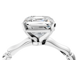 White gold Asscher Solitaire Diamond Ring with Bamboo Band and Four-Prong Setting_28