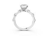 White gold Asscher Solitaire Diamond Ring with Bezel Set Side Stones and Prong Setting_10