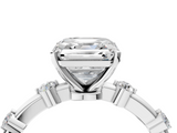 White gold Asscher Solitaire Diamond Ring with Bezel Set Side Stones and Prong Setting_11