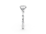 White gold Asscher Solitaire Diamond Ring with Bezel Set Side Stones and Prong Setting_9