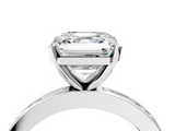 White gold Asscher Solitaire Diamond Ring with Channel-Set Baguette Band and Four-Prong Setting_28
