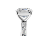 White gold Asscher Solitaire Diamond Ring with Channel-Set Baguette Band and Four-Prong Setting_29