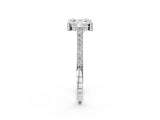White gold Asscher Solitaire Diamond Ring with Channel Set Band and Bezel Prong Setting_58