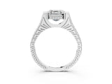 White gold Asscher Solitaire Diamond Ring with Channel Set Band and Bezel Prong Setting_59