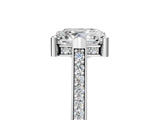 White gold Asscher Solitaire Diamond Ring with Channel Set Band and Bezel Prong Setting_61