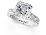White gold Asscher Solitaire Diamond Ring with Channel-Set Band and Four-Prong Setting_22